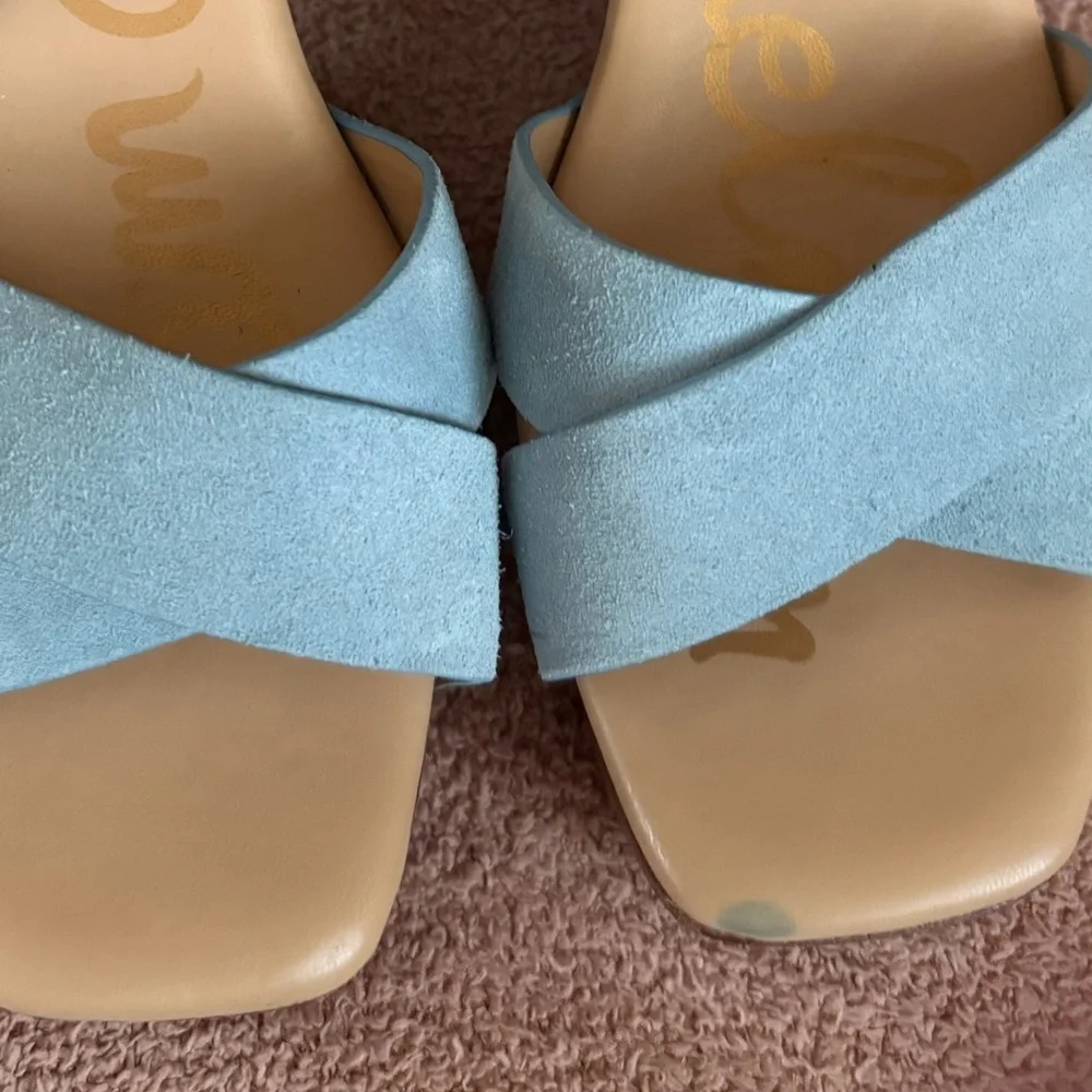 SAM EDELMAN JOSEFINE PLATFORM WEDGE BLUE SANDALS 7.5